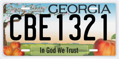GA license plate CBE1321
