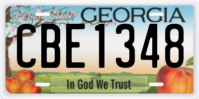 GA license plate CBE1348