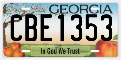 GA license plate CBE1353