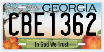 GA license plate CBE1362
