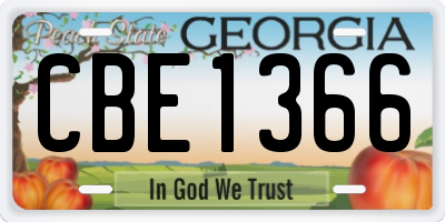 GA license plate CBE1366