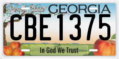 GA license plate CBE1375