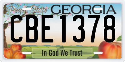 GA license plate CBE1378