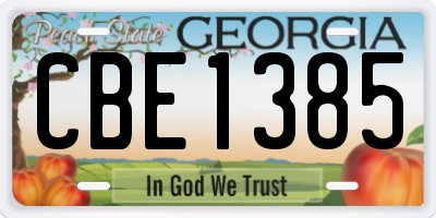 GA license plate CBE1385