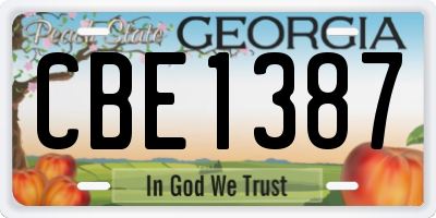 GA license plate CBE1387
