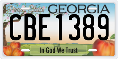 GA license plate CBE1389