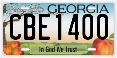 GA license plate CBE1400