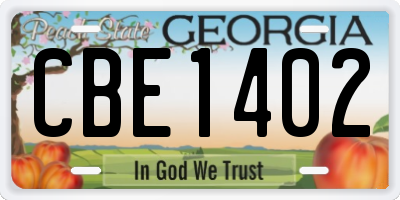 GA license plate CBE1402