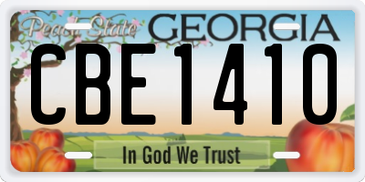 GA license plate CBE1410