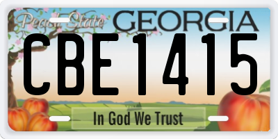 GA license plate CBE1415