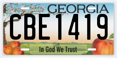 GA license plate CBE1419