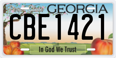 GA license plate CBE1421