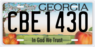 GA license plate CBE1430