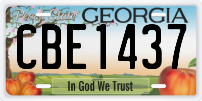 GA license plate CBE1437