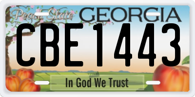 GA license plate CBE1443