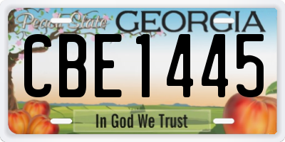 GA license plate CBE1445