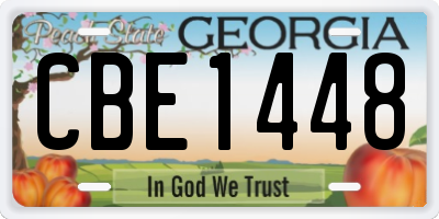 GA license plate CBE1448