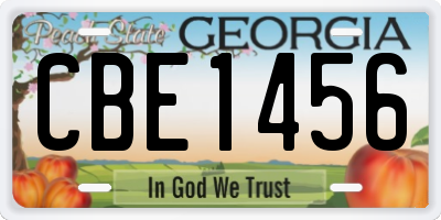 GA license plate CBE1456