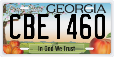 GA license plate CBE1460