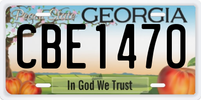 GA license plate CBE1470