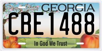 GA license plate CBE1488