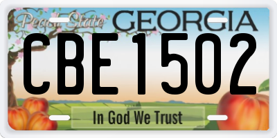 GA license plate CBE1502