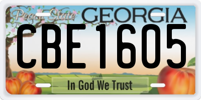 GA license plate CBE1605
