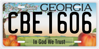 GA license plate CBE1606