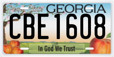 GA license plate CBE1608