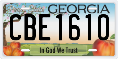 GA license plate CBE1610