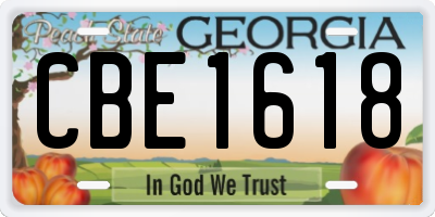 GA license plate CBE1618