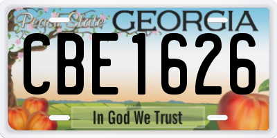 GA license plate CBE1626