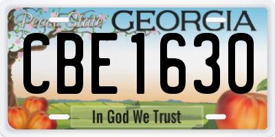 GA license plate CBE1630