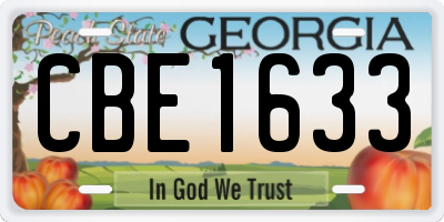 GA license plate CBE1633