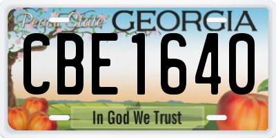 GA license plate CBE1640