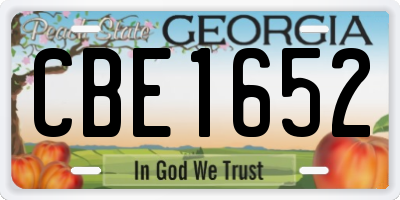 GA license plate CBE1652