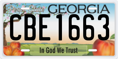 GA license plate CBE1663