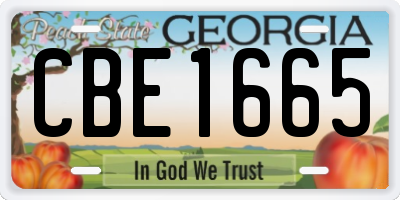 GA license plate CBE1665