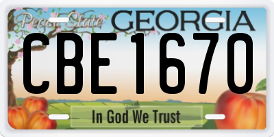 GA license plate CBE1670