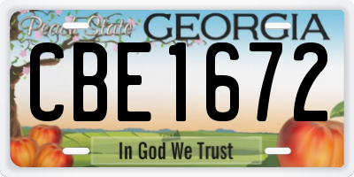 GA license plate CBE1672