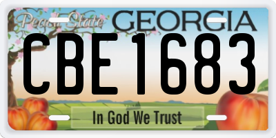 GA license plate CBE1683