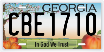 GA license plate CBE1710