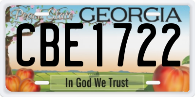 GA license plate CBE1722