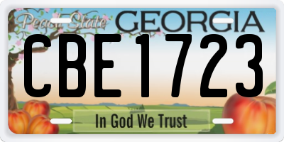 GA license plate CBE1723