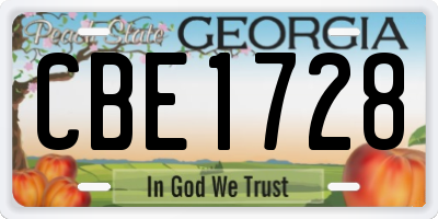 GA license plate CBE1728
