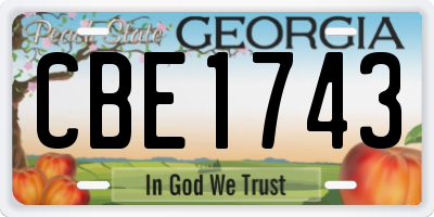 GA license plate CBE1743