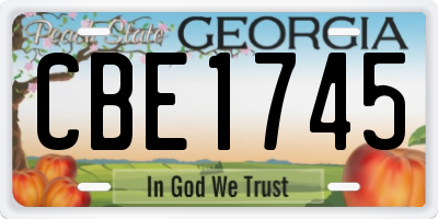 GA license plate CBE1745