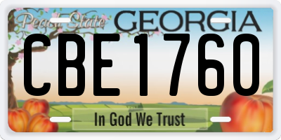 GA license plate CBE1760
