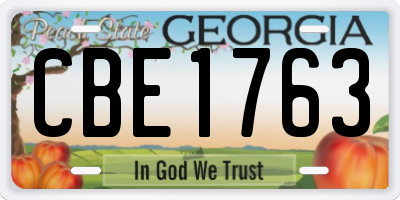 GA license plate CBE1763