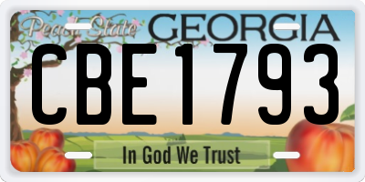 GA license plate CBE1793